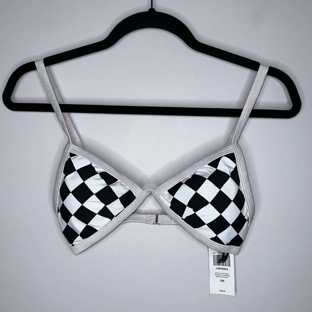 Hot Topic Women’s Holo Checker Print Triangle Swim Top Size Small NWT